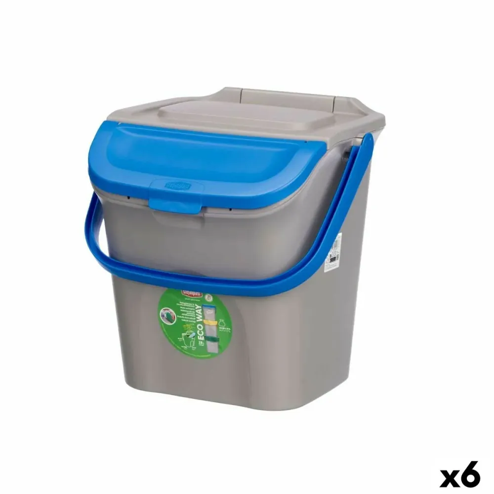 Poubelle Stefanplast ECOWAY Bleu Gris polypropylène 28 L Empilable (6 Unités)