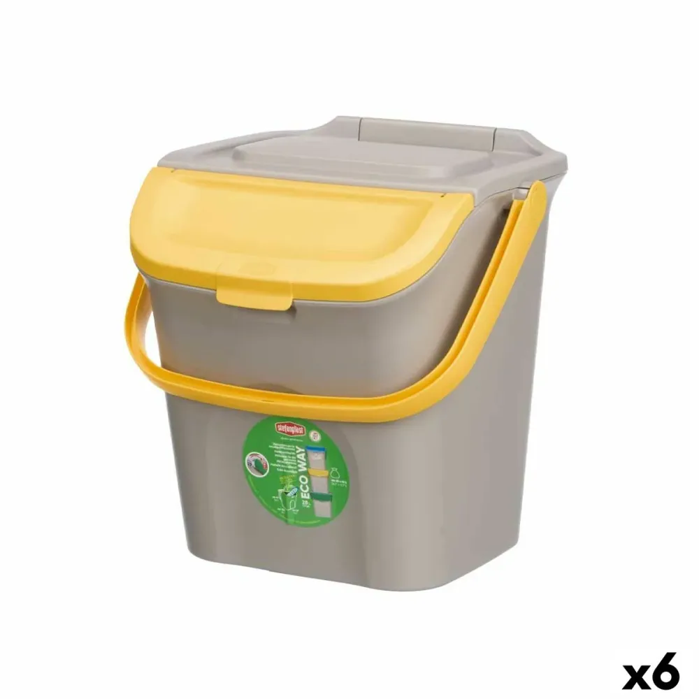 Poubelle Stefanplast ECOWAY Jaune Gris polypropylène 28 L Empilable (6 Unités)