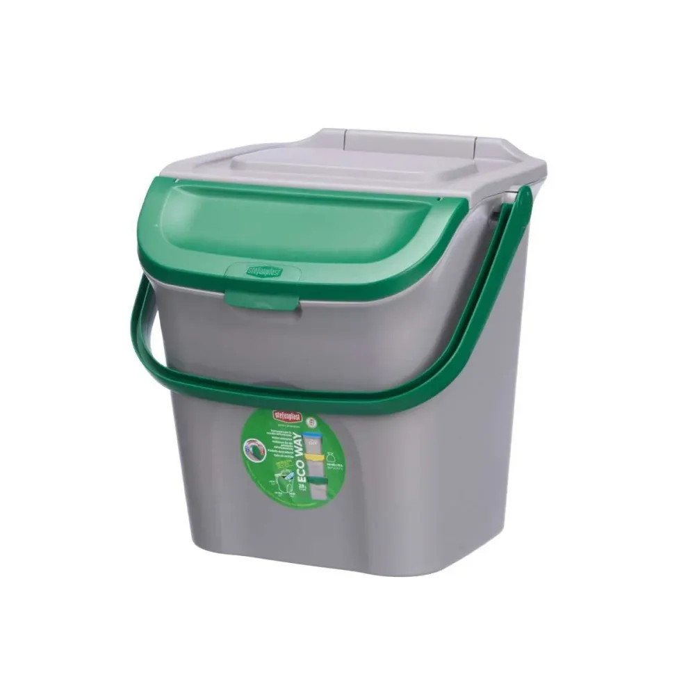 Poubelle Stefanplast ECOWAY Vert Gris polypropylène 28 L Empilable (6 Unités)