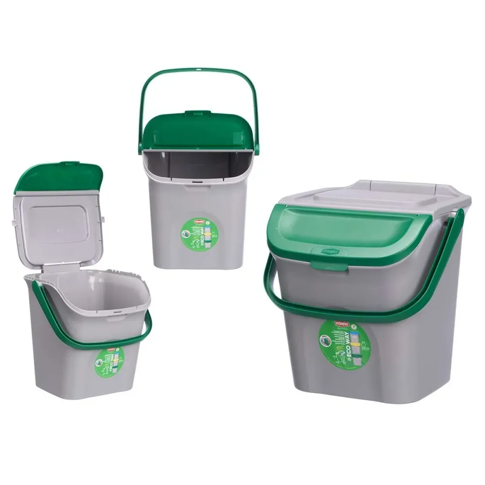 Poubelle Stefanplast ECOWAY Vert Gris polypropylène 28 L Empilable (6 Unités)