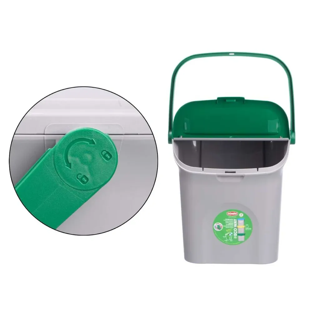 Poubelle Stefanplast ECOWAY Vert Gris polypropylène 28 L Empilable (6 Unités)