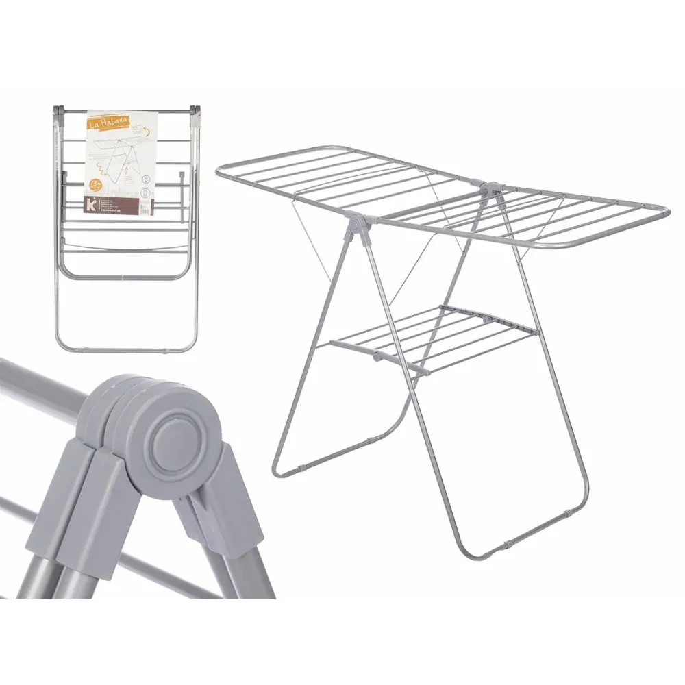 Séchoir Pliable Gris Métal 136,5 x 59 x 93,5 cm (4 Unités)