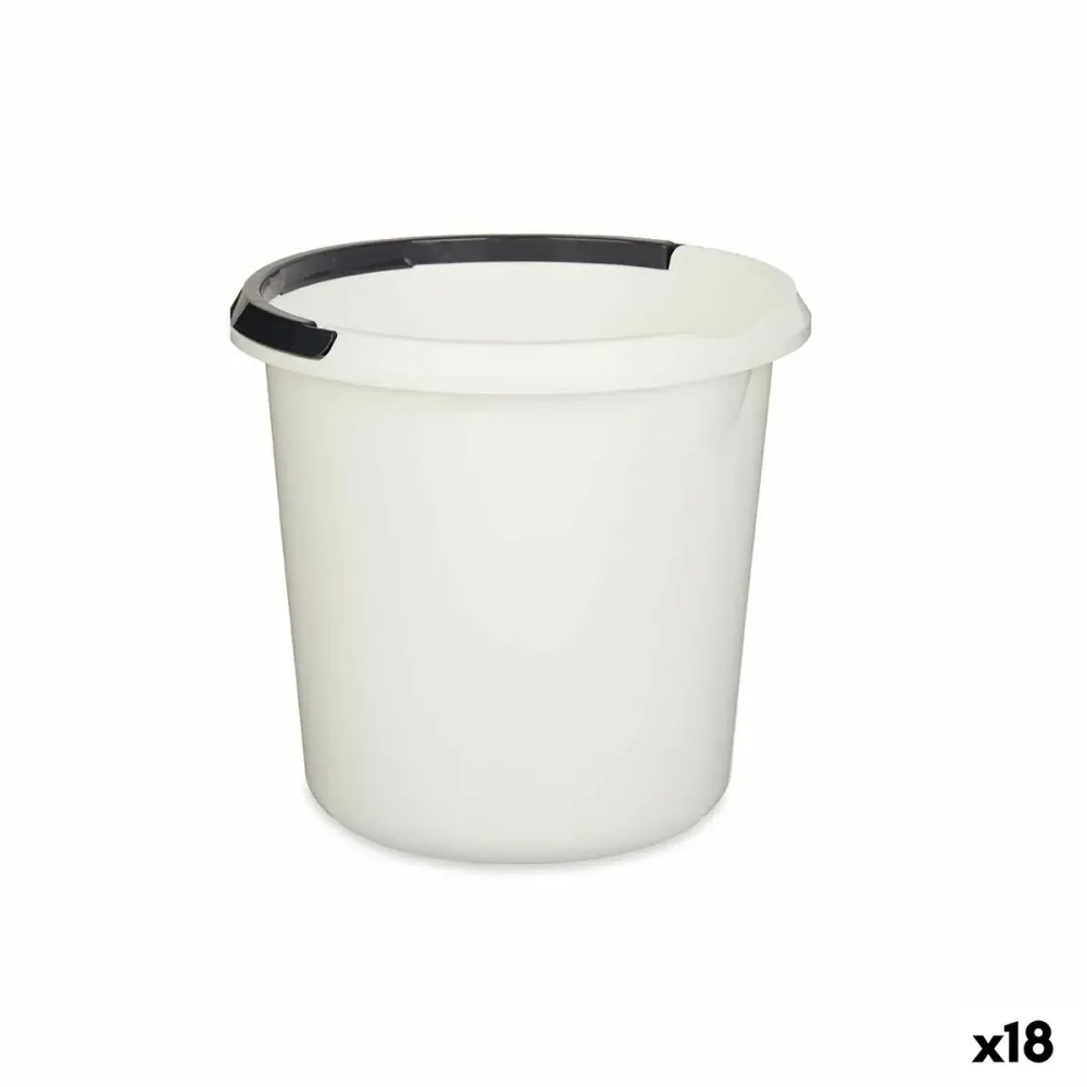 Seau avec poignée Blanc Anthracite 10 L 30 x 28,5 x 30 cm (18 Unités)