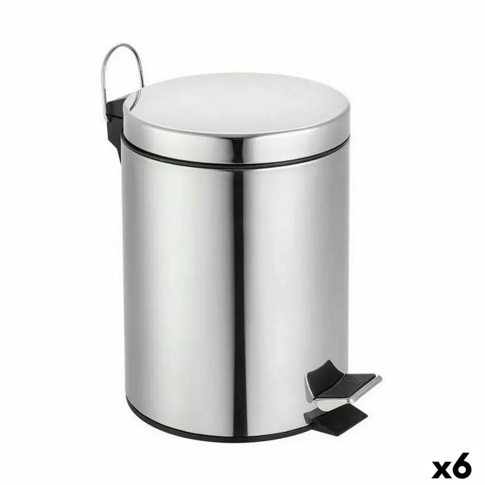 Seau à déchets avec pédale Confortime Argenté 7 L (6 Unités)