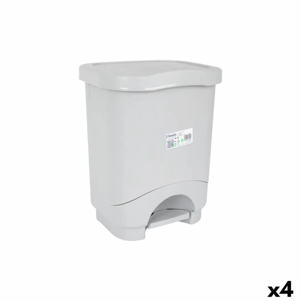 Seau à déchets avec pédale Tontarelli Idea Gris 24 L (4 Unités)