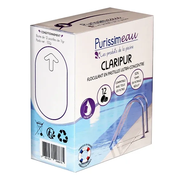 CLARIPUR FLOCULANT POUR FILTRES 132GR / 12 PASTILLES - PURISSIMEAU