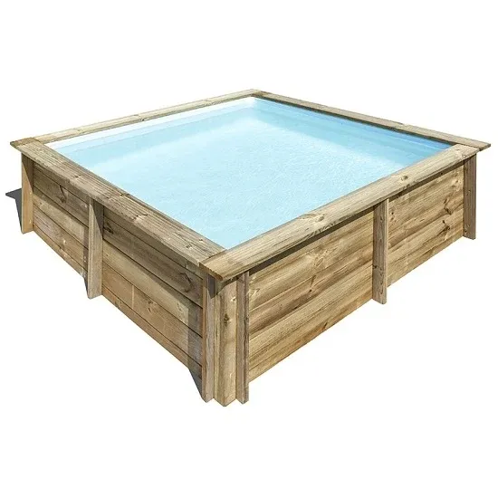 PISCINE BOIS CARRÉ CITY GRÉ 2.25 x 2.25 x H 0.68 M