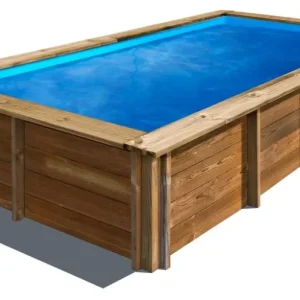 PISCINE BOIS RECTANGULAIRE LEMON GRÉ 3.75 x 2 x H 0.68 M