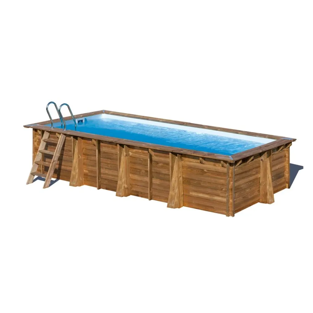 PISCINE BOIS RECTANGULAIRE PAPAYA GRÉ 5.2m x 3.2m x H 1.33m