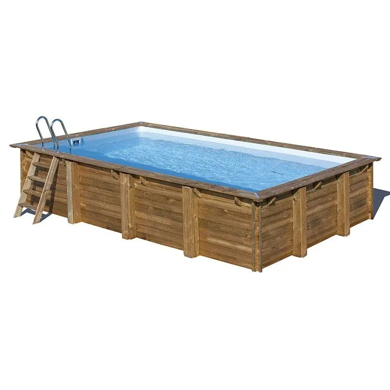 PISCINE BOIS RECTANGULAIRE EVORA GRÉ 6.20 x 4.20 x H 1.33 M