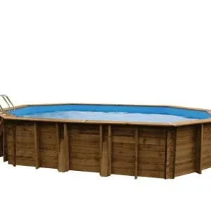 PISCINE BOIS OVALE MACADAMIA GRÉ 6.32m x 3.35m x H 1.30m