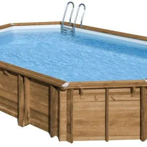 PISCINE BOIS OCTOGONALE AVOCADO GRÉ 6.56 x 4.56 x H 1.31 M