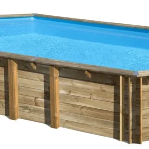 PISCINE BOIS OVALE ORANGE GRÉ 7.55m x 4.56m x H 1.46m