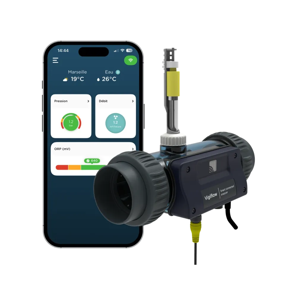 VigiFlow - Analyseur connecté 4 en 1 pour piscine au chlore liquide CCEI