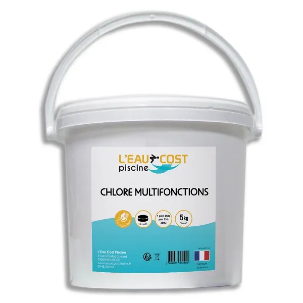 CHLORE MULTIFONCTIONS GALETS 250G / 5KG - L'EAU COST PISCINE