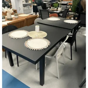 Table extensible structure en aluminium et verre dépoli