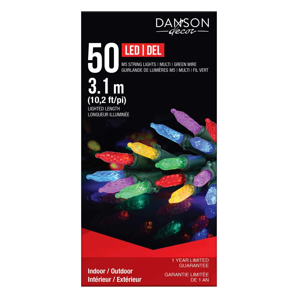 Guirlande à Piles Guirlande de 50 lumières M5 DEL de 10,2' (3,1 m), multicolore