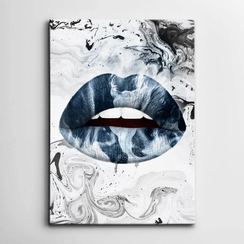Tableau Sexy Lèvres Bleu MusaArtGallery