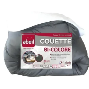ABEIL Couette Bicolore - 220 x 240 cm - Blanc et gris