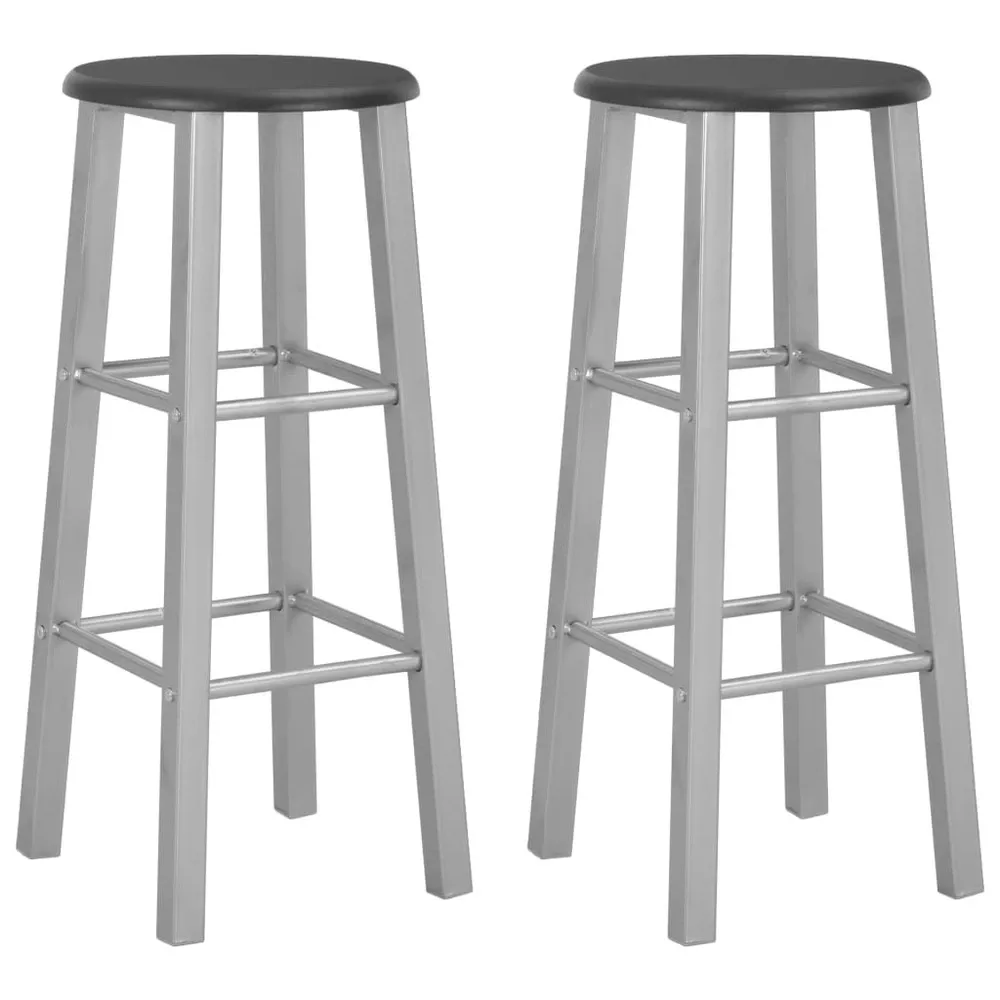 Anti-Tâches Tabourets de bar Argenté MDF - Lot de 2