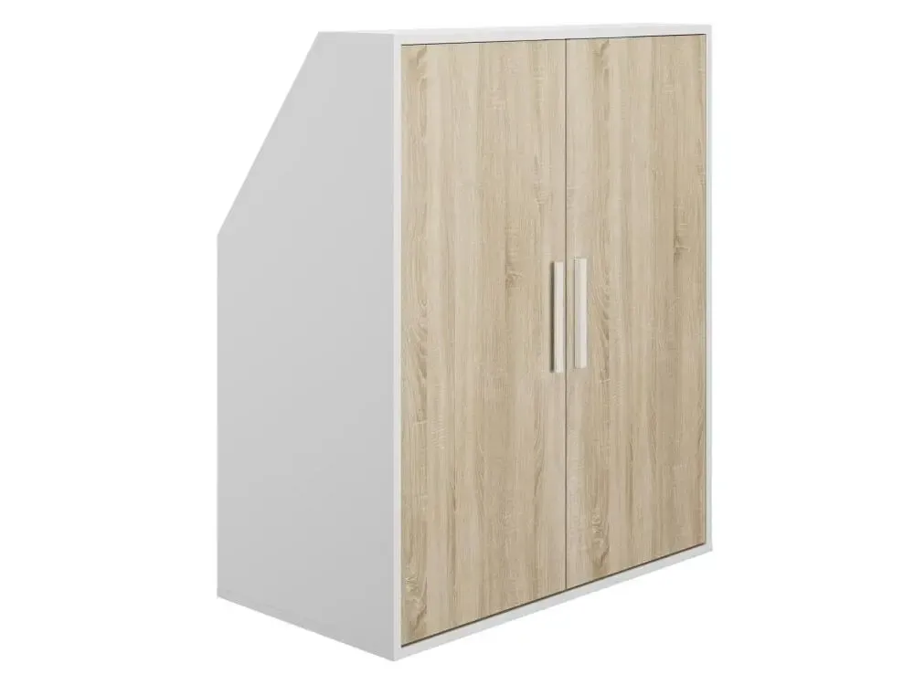Armoire sous pente 2 portes en coloris blanc et naturel - ADEZIO pour Extérieur