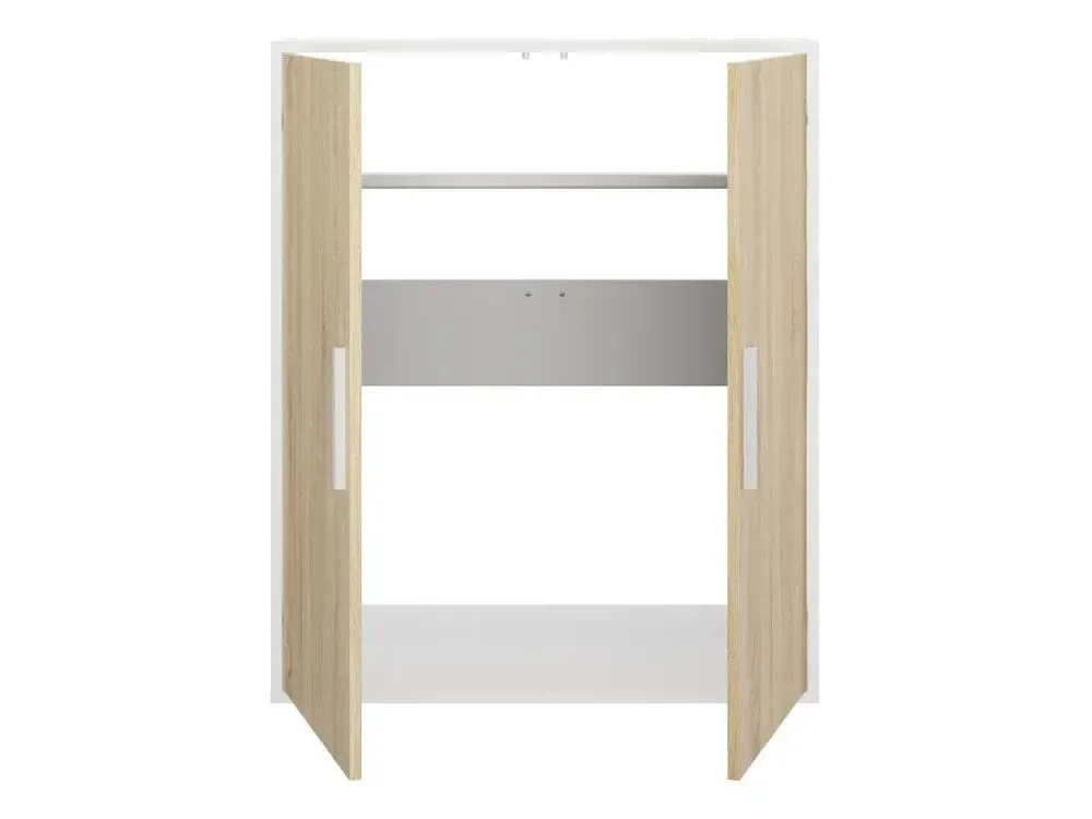 Armoire sous pente 2 portes en coloris blanc et naturel - ADEZIO pour Extérieur