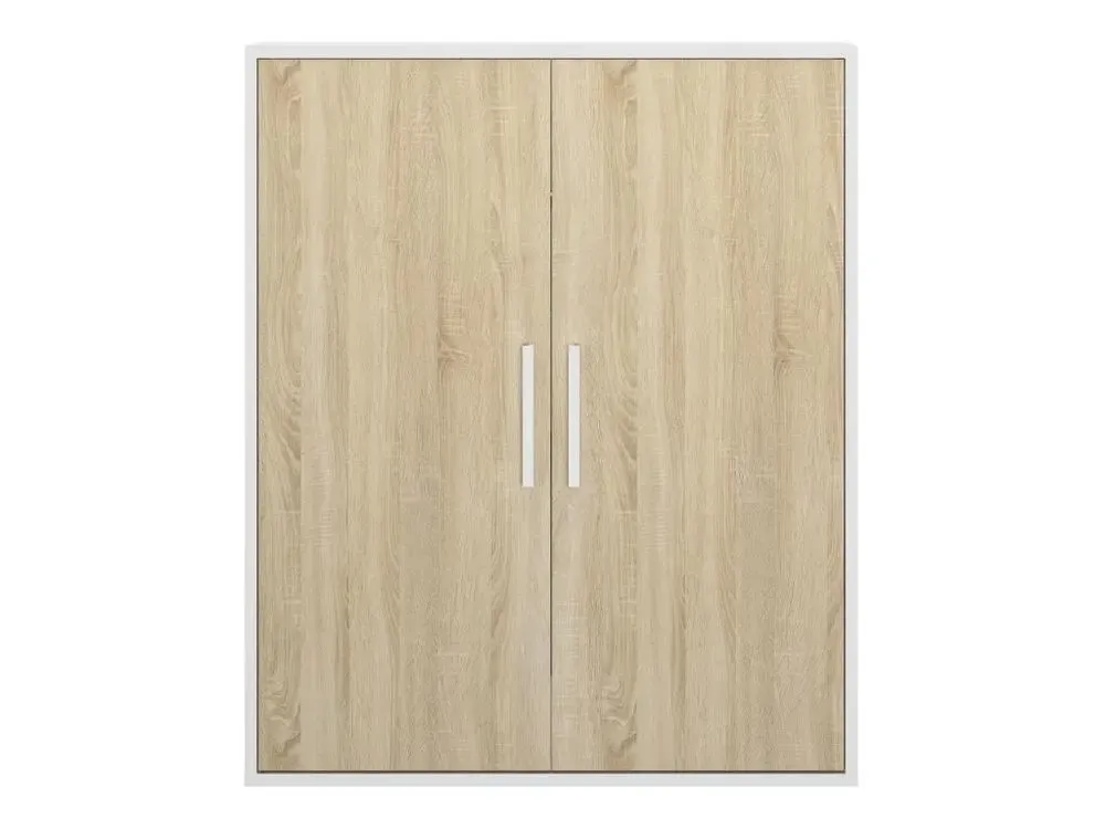 Armoire sous pente 2 portes en coloris blanc et naturel - ADEZIO pour Extérieur