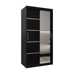 ARMOIRE VERONA 2 À PORTES COULISSANTES 200/100/62 2 portes (Noir/Noir) | Lavable | Résistant aux Taches |