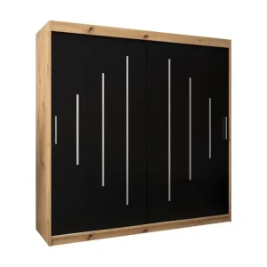 ARMOIRE YORK À PORTES COULISSANTES 200/200/62 2 Portes (Artisan/Noir)
