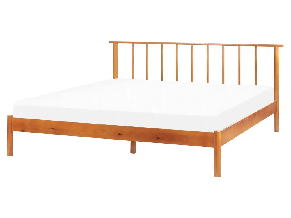 Bed hout lichtbruin 160 x 200 cm BARRET II
