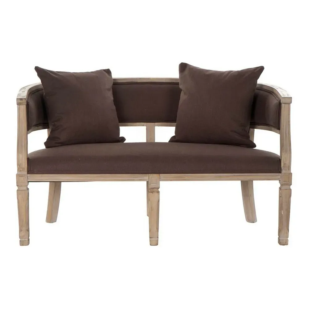Canapé Banc Home Decor Marron Lin Bois d'hévé Conventionnel (122 x 69
