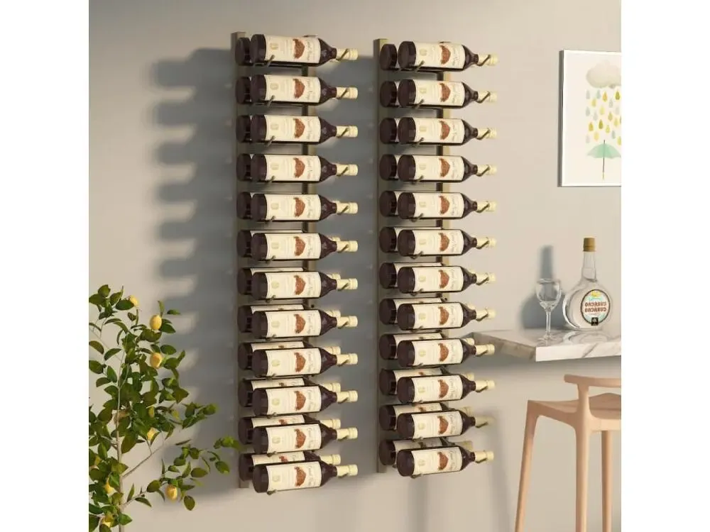 Casier à vin mural pour 24 bouteilles 2 pcs Doré Fer