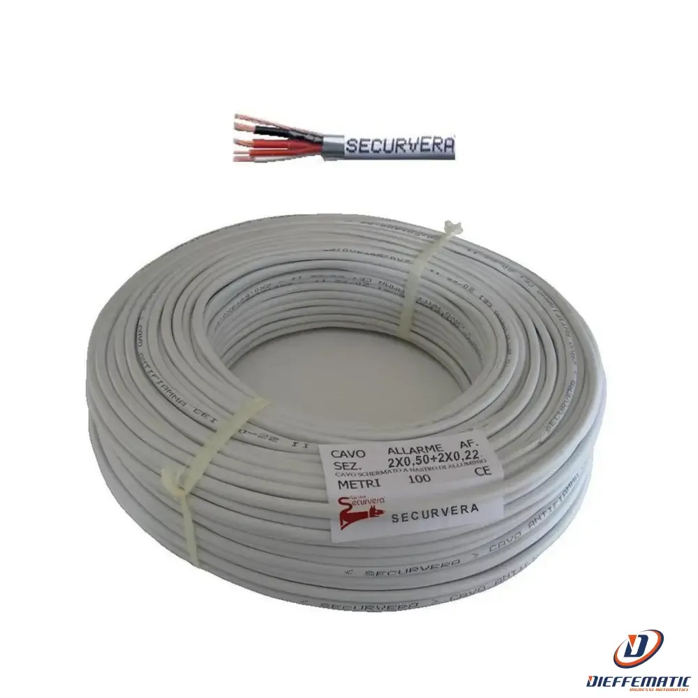 Cavo Schermato Antifiamma 2X0,50+2X0,22 Per Antifurto Securvera Sm-2S2Csaftsb