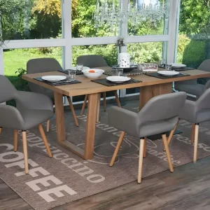 Chaise de salle à manger MCW-A50 II (lot de 6), similicuir, taupe pour Extérieur