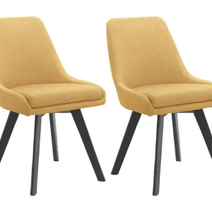 Chaise de salle à manger 2 Pack Mustard Woolfabric | Tissu Respirant