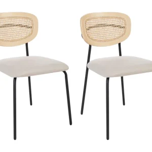 Chaise de salle à manger Set de 2 Tissu Crème clair MAYETTA