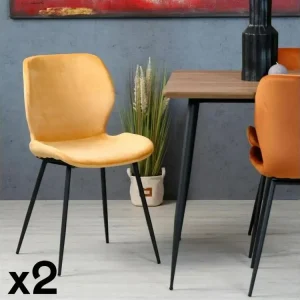 Chaise en velours jaune style novateur (lot de 2) MELBOURNE