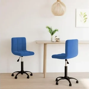 Chaises pivotantes à manger lot de 2 bleu velours avec Élastiques de Fixation