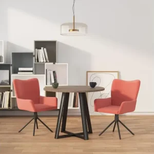 Chaises pivotantes à manger lot de 2 Rose Velours - Lavable en Machine