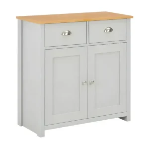 Commode 2 portes 2 tiroirs bois gris et manifeste Patt