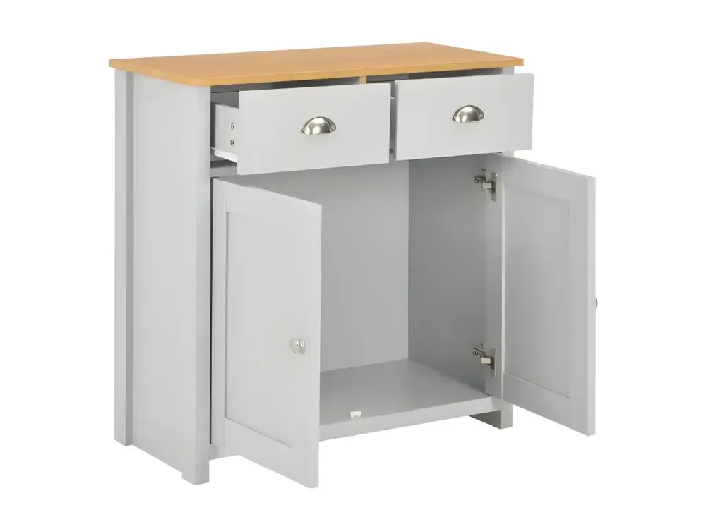 Commode 2 portes 2 tiroirs bois gris et manifeste Patt