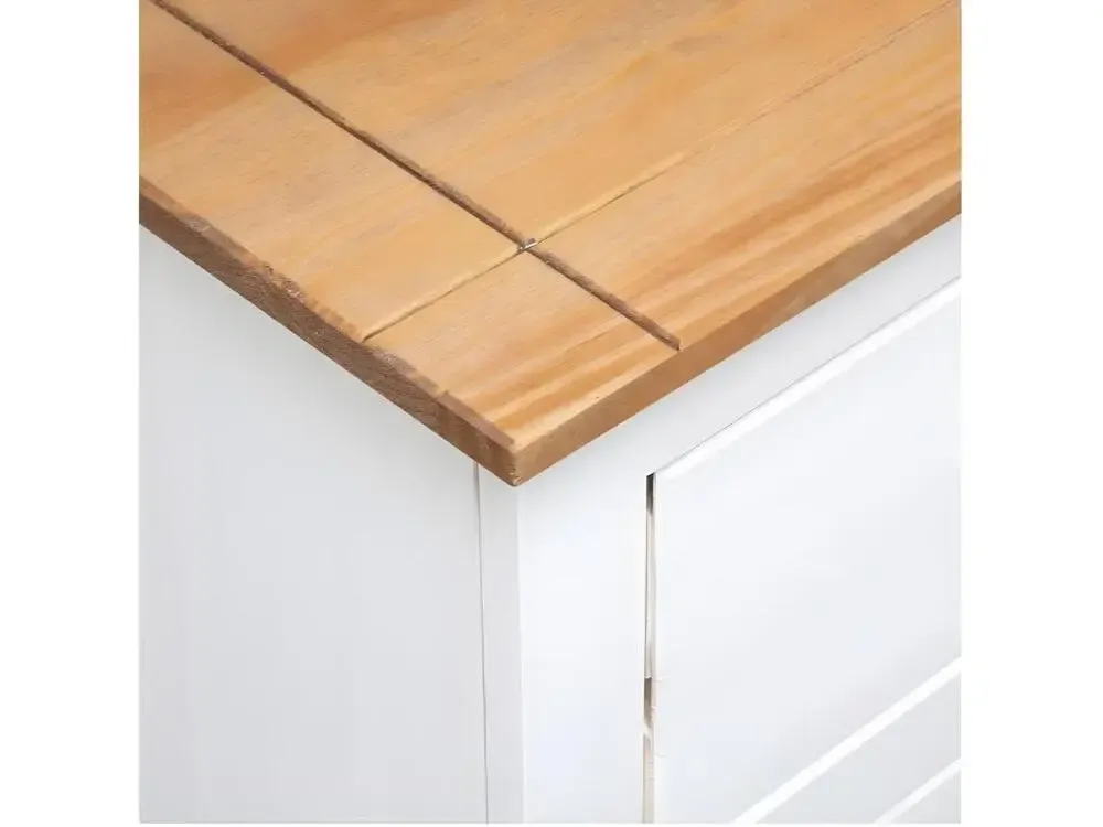 Commode 2 portes 2 tiroirs pin massif blanc et manifeste Iris avec Élastiques de Fixation