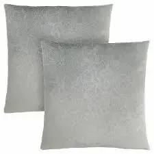 Coussin - 18"X 18" / Velours Floral Gris PâLe / 2Pcs pour Déménagement