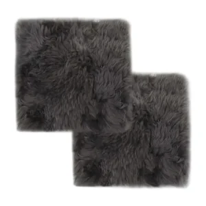 Coussins de chaise 2 pcs Gris manifeste 40x40 cm Mouton véritable pour Canapé d'Angle