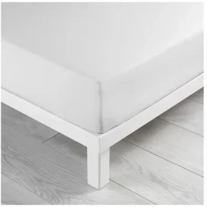 Drap housse coton lave 160 x 200 cm Lanette blanc | Lavable | Résistant aux Taches |