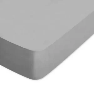 Drap housse uni 140x200 cm bonnet 40 cm coton ALTO gris Alu