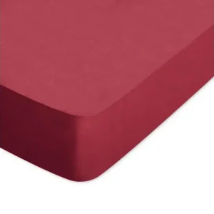 Drap housse uni 160x220 cm bonnet 40 cm coton ALTO rouge Garance