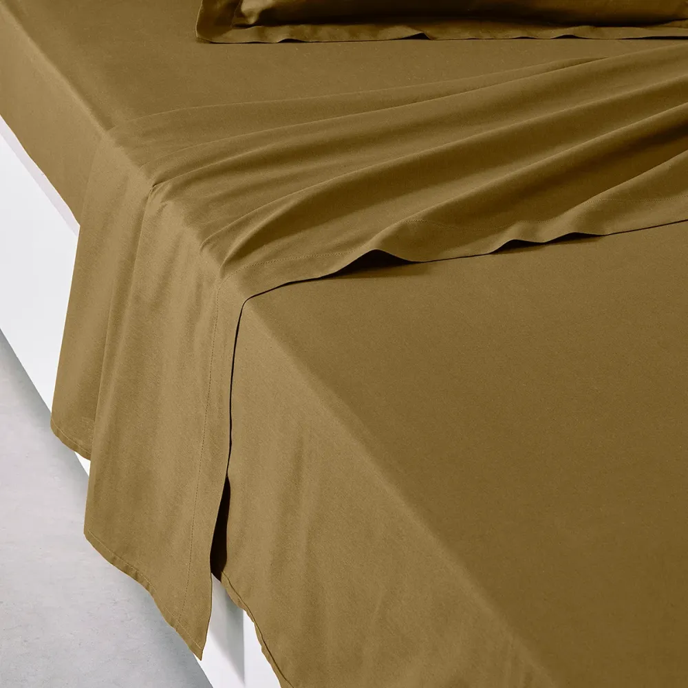 DRAP PLAT 2 PERSONNES 240X300 COTON UNI ESSENTIAL BRONZÉ