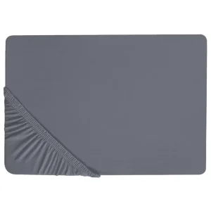 Drap-housse en coton 140 x 200 cm gris sombre JANBU avec Élastiques de Fixation