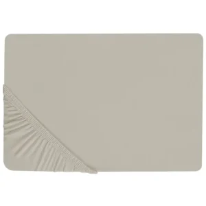 Drap-housse en coton 140 x 200 cm taupe JANBU - Lavable en Machine